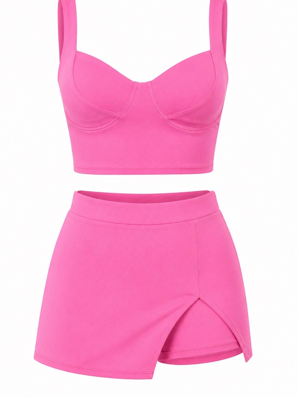 Hot Pink Two-Piece Crop Top & Skort Set